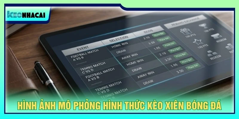 Hình ảnh mô phỏng hình thức kèo xiên bóng đá